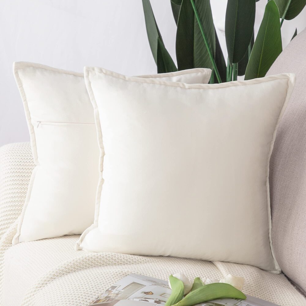 7393 Set of 2 Super Soft Velvet Decorative Throw Pillow Covers 18x18 inch